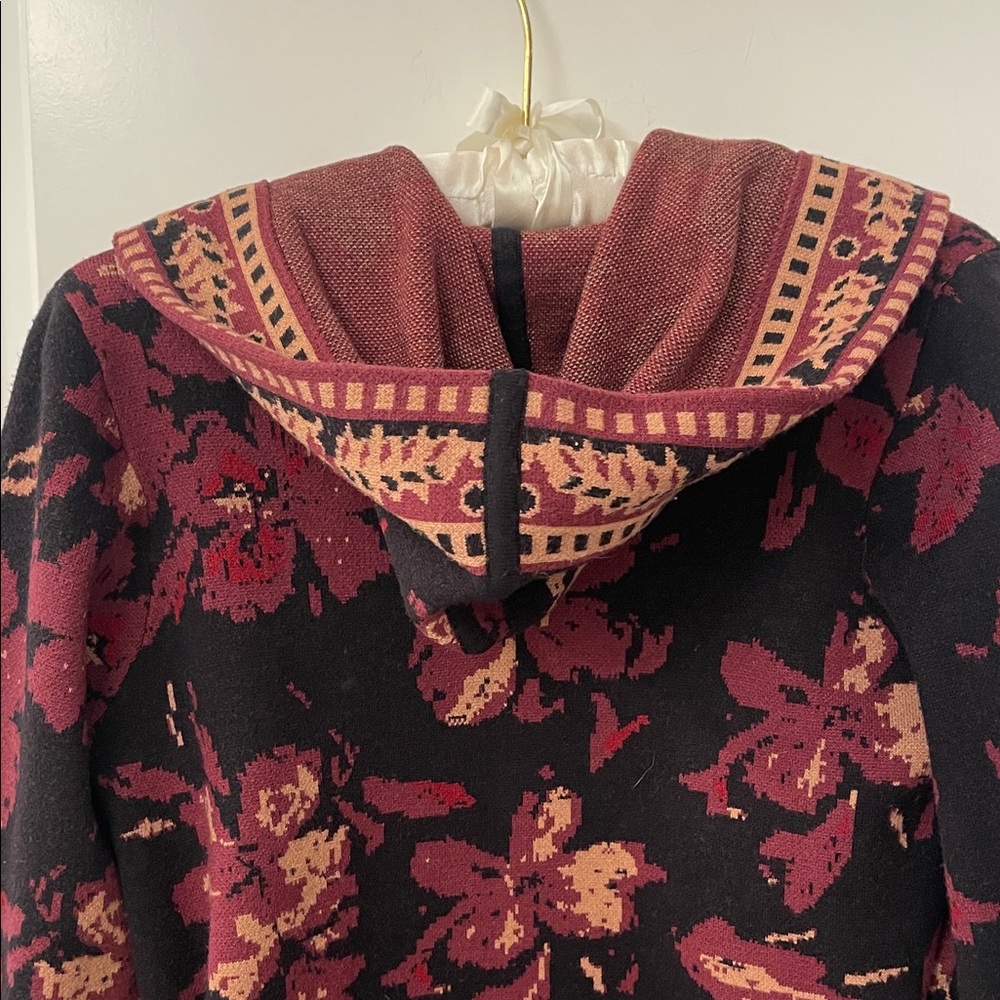 Rachel Zoe Burgundy and Black Hooded Knit Cardigan - Picture 8 of 10
